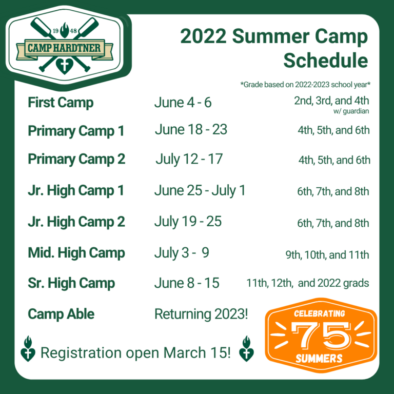Camp Hardtner Louisiana Summer Camp 2022 Schedule