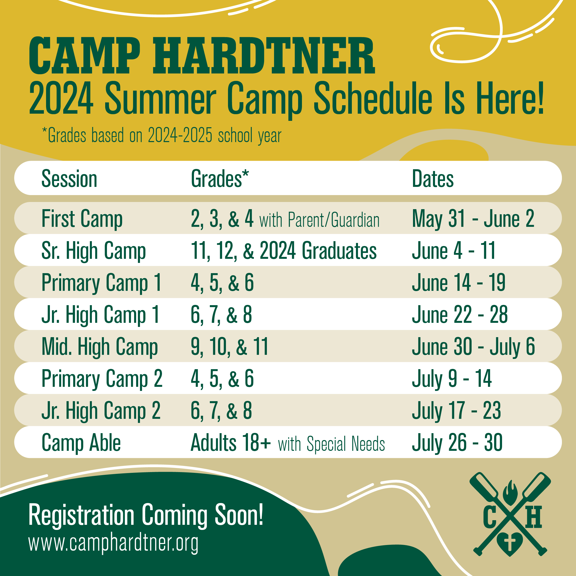 Camp Hardtner 2024 Summer Schedule Camp Hardtner