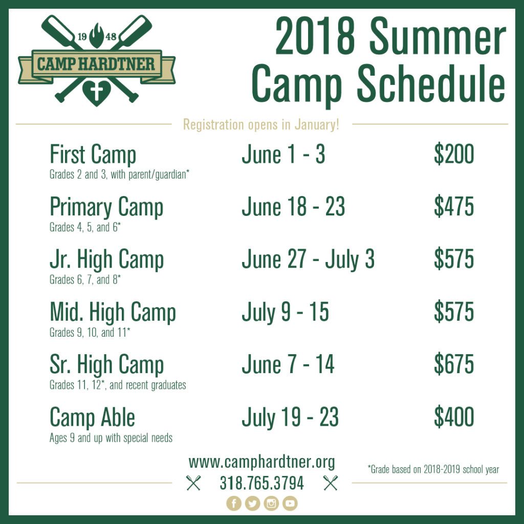 2018 Summer Camp Dates + Rates - Camp Hardtner