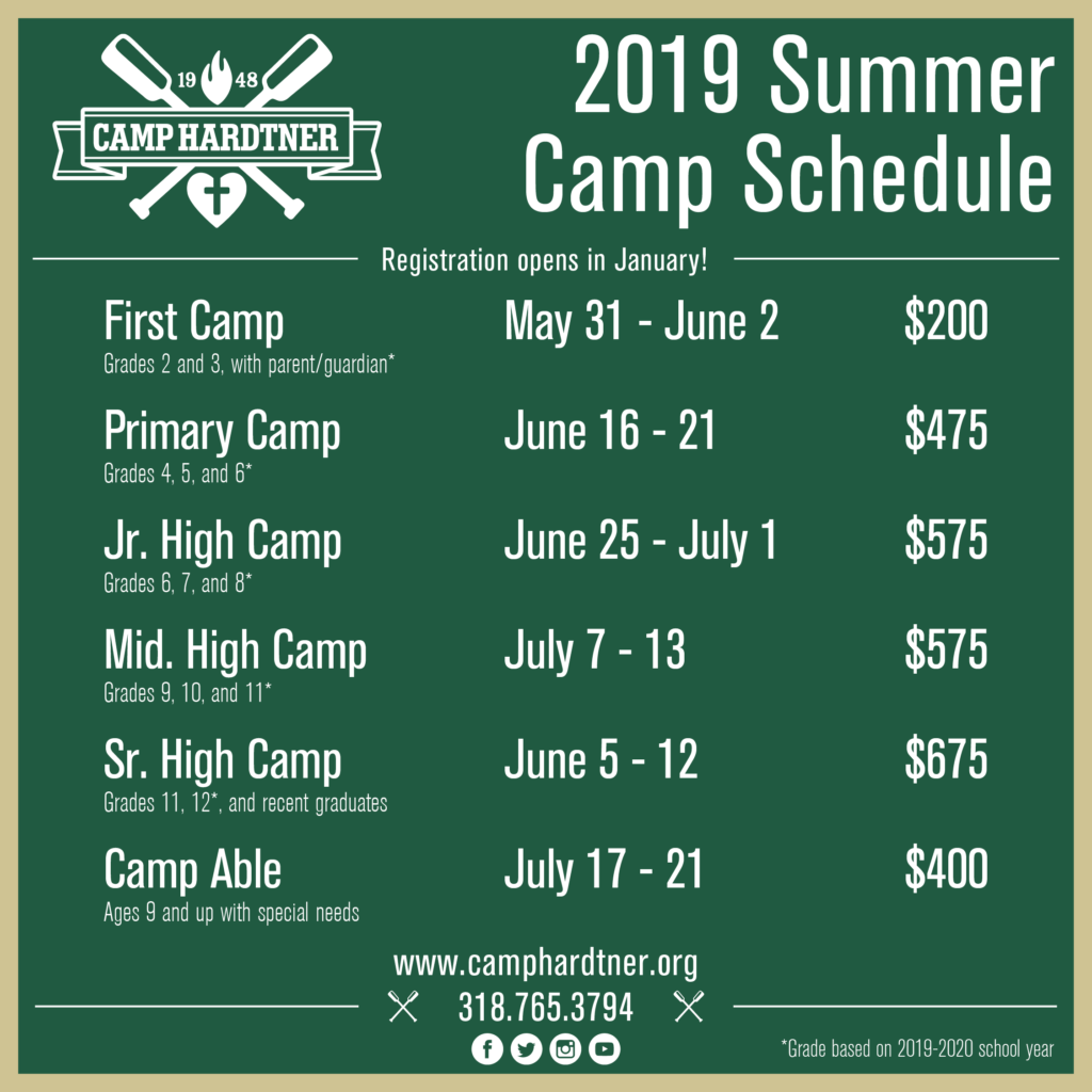 2019 Summer Camp Dates + Rates - Camp Hardtner