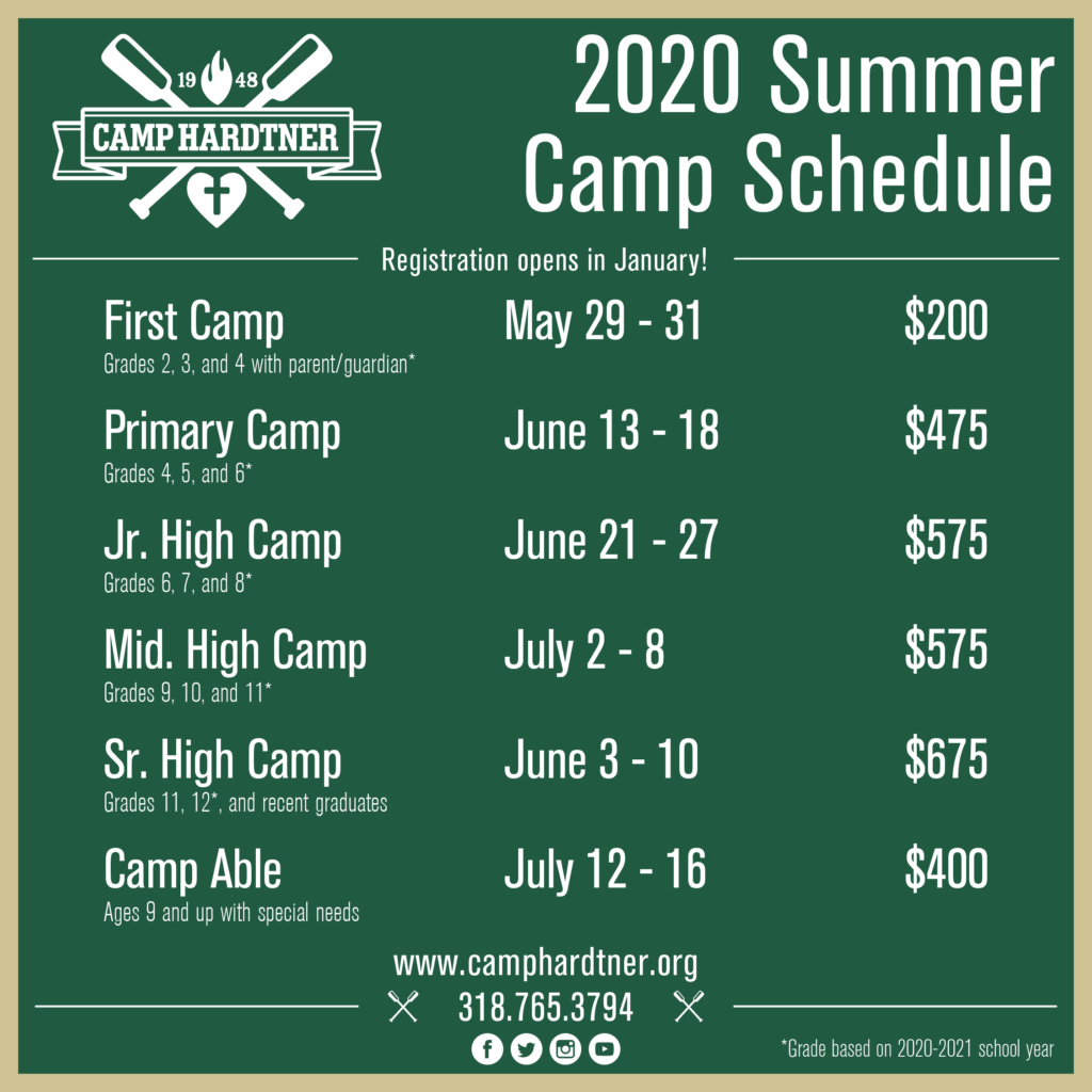 The 2020 Summer Camp Schedule Is Now Available! | Camp Hardtner